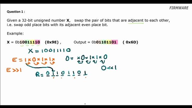 How to Swap adjacent bits in a number - Bit Manipulation Firmware Interview смотреть онлайн