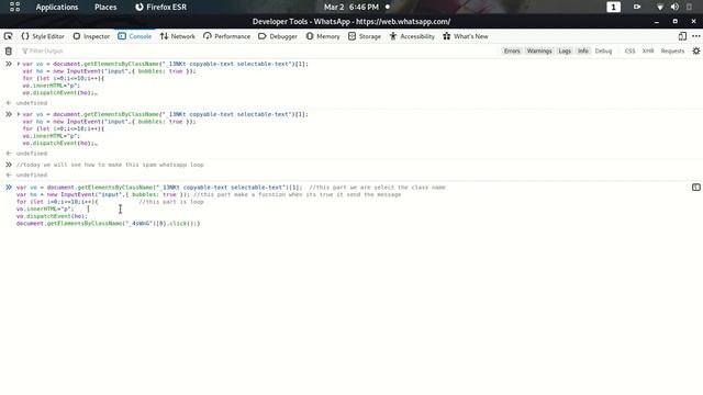 Create WhatsApp message spam bot ?using JAVASCRIPT|| easy way only six line code?||Multiple message смотреть онлайн