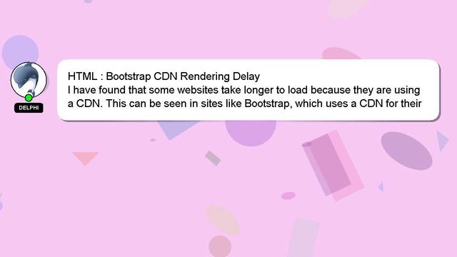 HTML : Bootstrap CDN Rendering Delay смотреть онлайн