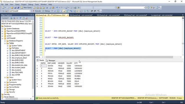 CREATE BACKUP TABLE IN SQL,SELECT INTO STATMENT IN SQL SERVER,SQL TUTORIAL FOR BEGINNERS смотреть онлайн