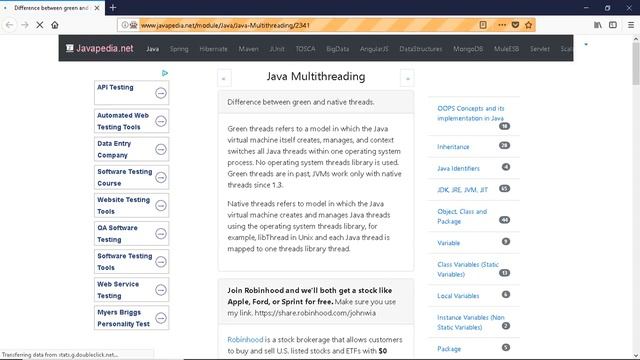 Difference between green and native threads.
| javapedia.net смотреть онлайн