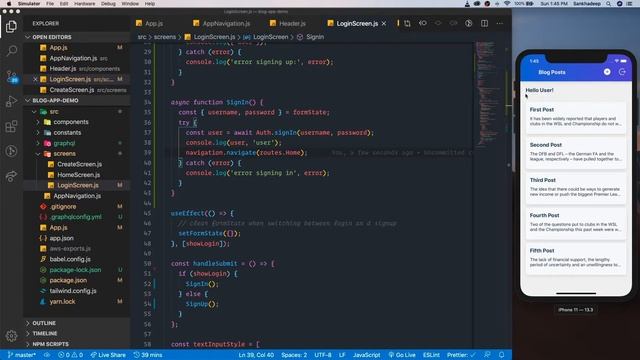 AWS Amplify + React Native - Building A Blog App (Part 2) смотреть онлайн