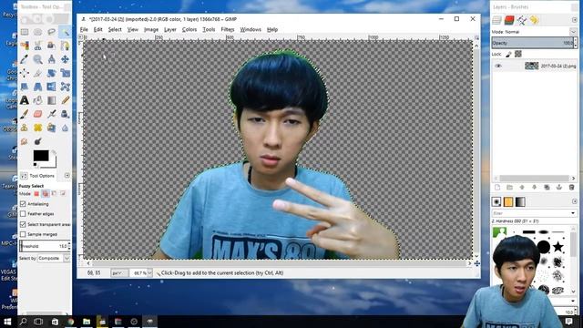 GIMP 2 - Cara Menghapus Background 1 Warna Pada Foto Atau Gambar (Fuzzy Tool)