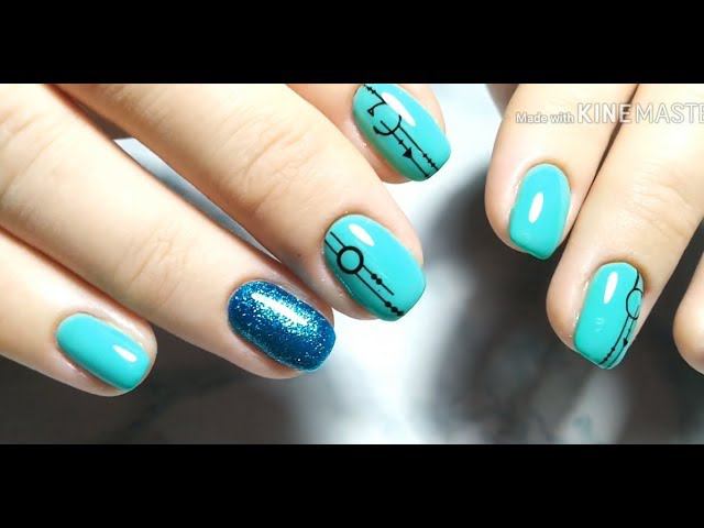 Бирюзовые ноготки. Переделываем ноготки, которым 1 месяц.