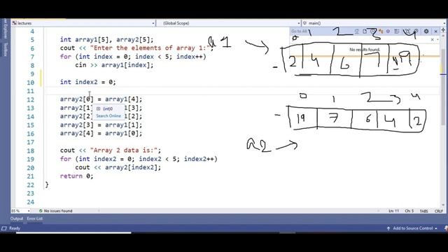 C++ program to reverse and store the data of one array into another array (while loop) | Urdu/Hindi смотреть онлайн