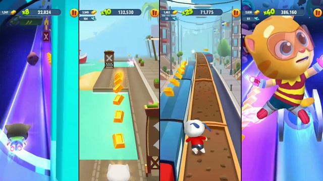 Talking Tom Gold Run : Talking Tom Vs Talking Angela Va Talking Hank Vs Talking Ginger _ Running