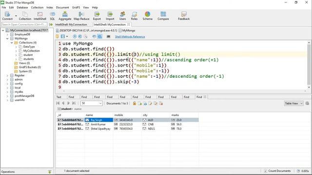 13- How to use Limit, Sort and Skip Methods in MongoDB | MongoDB Tutorial in Hindi смотреть онлайн