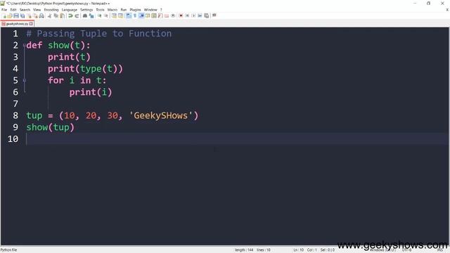 Passing Tuple to Function in Python (Hindi) смотреть онлайн