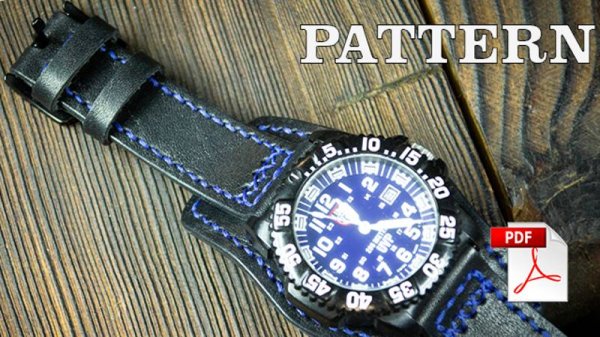 Как сшить ремешок для часов с напульсником DIY PATTERN | How to Handcraft a Leather Watch Band