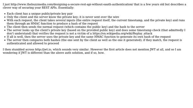 REST API security: HMAC/key hashing vs JWT смотреть онлайн