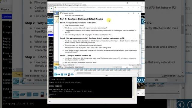 Packet Tracer 2.2.2.4 - Configuring IPv4 Static and Default Routes смотреть онлайн