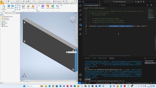 Part 6: Creating a fillet feature using Python and Autodesk Inventor API смотреть онлайн