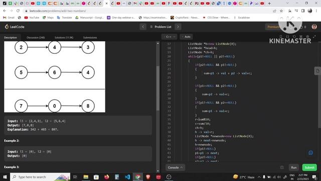Add Two Numbers Leetcode Problems Cpp смотреть онлайн