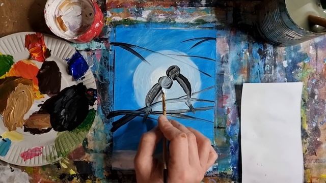 ПАРА СИНИЧЕК |Рисуем просто красками❄ смотреть онлайн