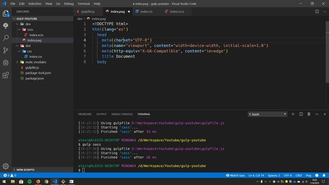 Gulp + Sass + Pug + BrowserSync - Automatizar tareas смотреть онлайн