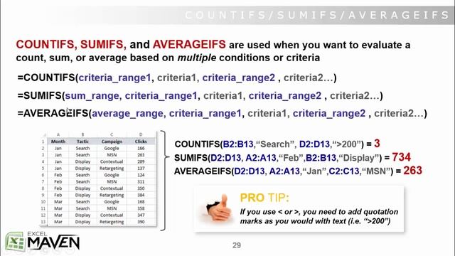 Microsoft excel [027-countifs sumifs averageifs] смотреть онлайн
