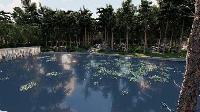 Искусственный водоем с малыми архитектурными формами с 3D визуализацией. 1 этап работы. смотреть онлайн