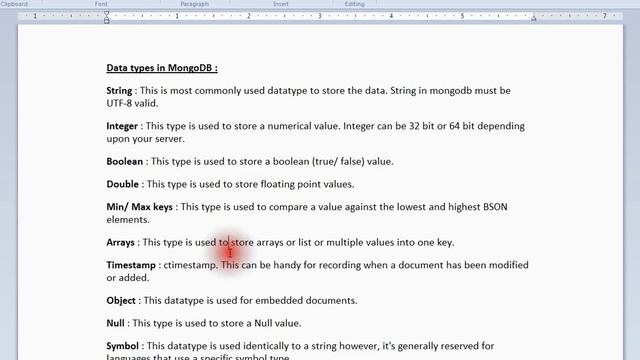 DATA TYPES IN MONGO DB смотреть онлайн