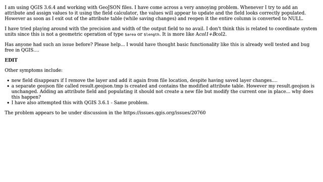 GIS: latest version of QGIS fails to edit attribute table of GeoJSON file смотреть онлайн