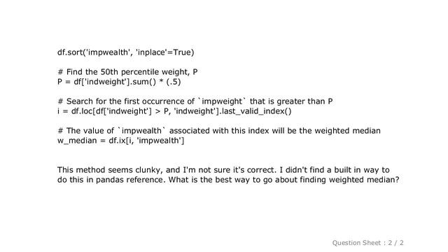 Pandas : Python: weighted median algorithm with pandas смотреть онлайн