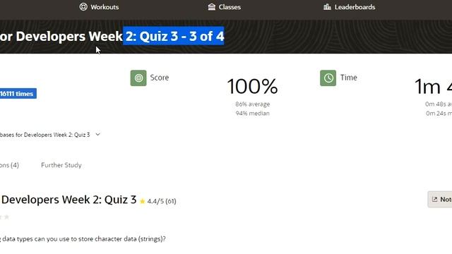 ORACLE Databases for Developers: Foundations: Tables Module 2 Week 2 Quiz 1-4 solution (DEV GYM) смотреть онлайн