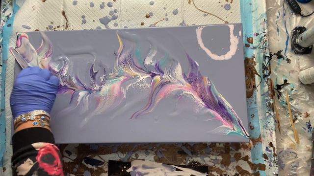 #164 “A TOUCH OF GRAY” LAVENDER GRAY BASE SWIPE/FLUID ART TECHNIQUES. #acrylicpouring, #fluidartist смотреть онлайн