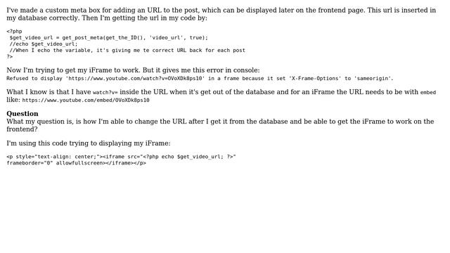 Wordpress: How can I get my iFrame to work with url from post_meta? смотреть онлайн