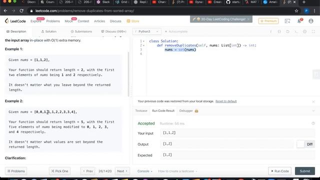 Remove Duplicates from Sorted Array- LeetCode- Python Solution смотреть онлайн