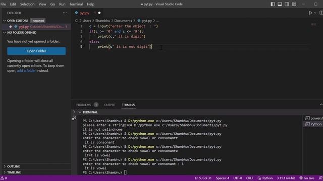 check python program to given character is digit or not day with Sam смотреть онлайн