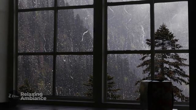 Звук дождя в окне со звуками грома Сильный дождь для сна, учебы и отдыха, медитации смотреть онлайн