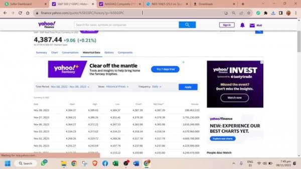 How to download stocks data from yahoo finance monthly weekly and annual basis