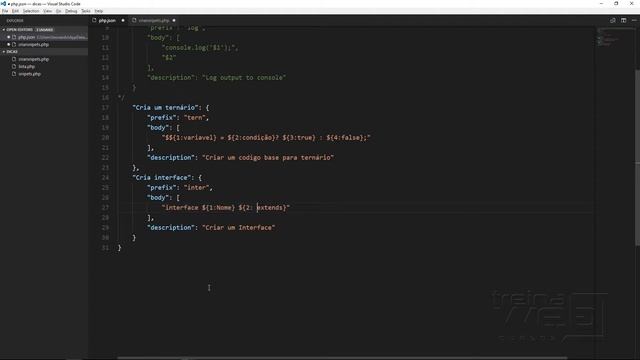 Crie seus snippets maiores no PHP com Visual Studio Code смотреть онлайн