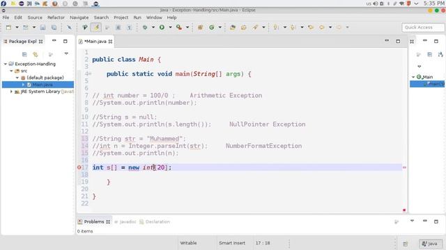 75 Java advanced Exception Handling NullPointer Array التعامل مع استثناء смотреть онлайн