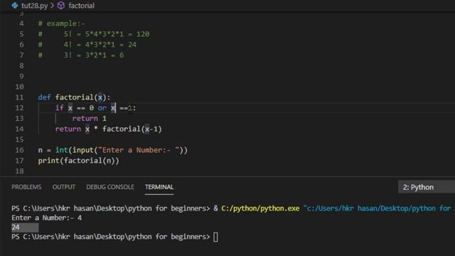 Factorial Using Recursion In Python | Python For Absolute Beginner In Hindi#28 смотреть онлайн