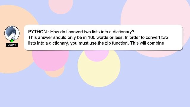 PYTHON : How do I convert two lists into a dictionary? смотреть онлайн