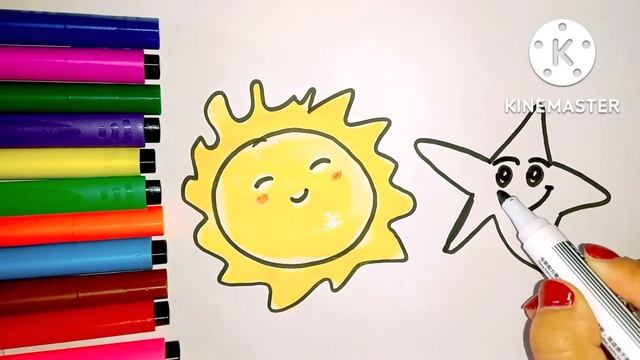draw moon, sun ☀, star ?/चंद्रमा, सूर्य , तारा . ड्रा करें/рисуем луна,солнце ☀, звёздочка ? смотреть онлайн