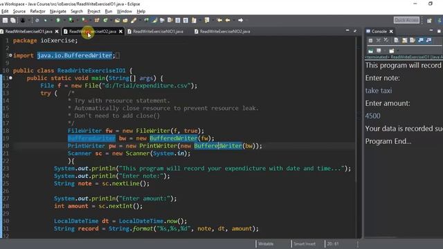 Try with resource statement (with Read/Write Exercise) смотреть онлайн