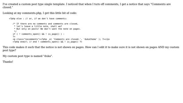 Wordpress: Remove "Comments are closed" Notice from Custom Post Type template (2 Solutions!!) смотреть онлайн