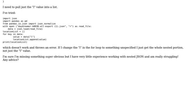 Iterate through nested JSON list and add one value to a list смотреть онлайн