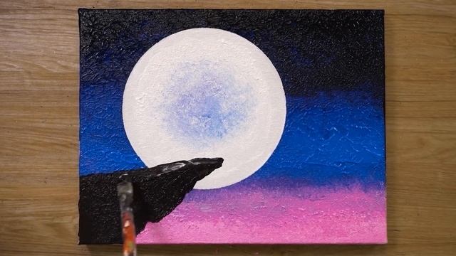 Cherry Blossom Under Moonlight / Acrylic Painting Technique #459