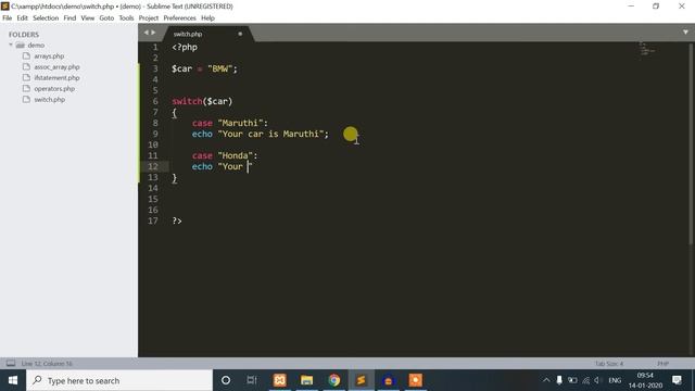 12. PHP switch case statement in Telugu | PHP tutorials for beginners смотреть онлайн