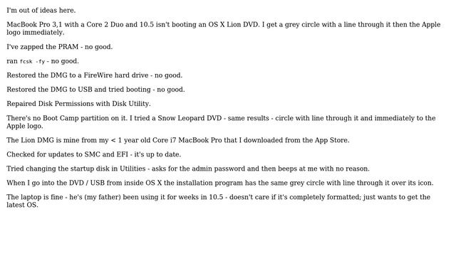 Core 2 Duo MacBook Pro not taking OS X смотреть онлайн