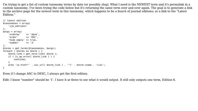 Wordpress: Get Custom Taxonomy Terms by Date смотреть онлайн