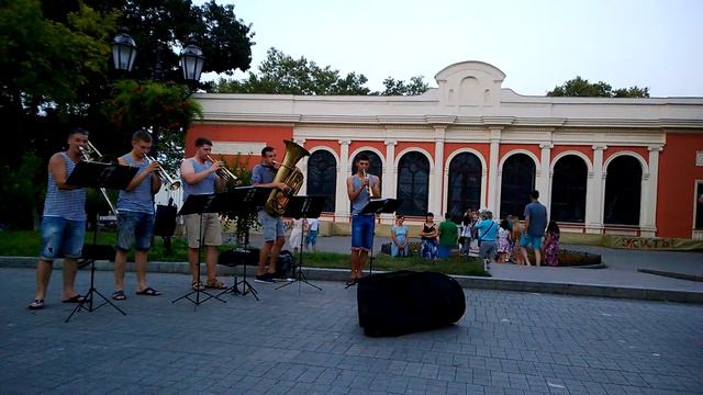 Одесса, июль 2016, уличные музыканты, Street musicians, Группа Трубачей 22 смотреть онлайн