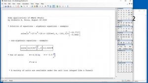 1.3 SMath Studio - Examples of solutions to equations and use of units