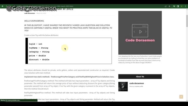 TCS IRA JAVA MOST REPEATED SBQ QUESTIONS |TCS CPA REPEATED QUESTIONS |CODE DORAEMON|JAVA TUTORIAL смотреть онлайн