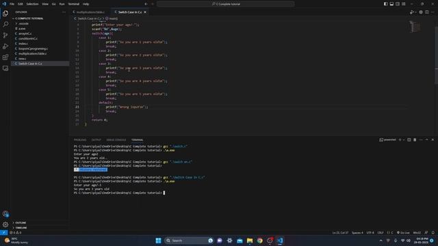 Switch-case in c programming смотреть онлайн