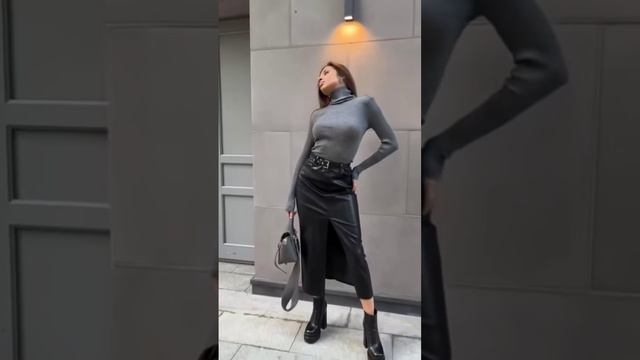 Юбка кожанная с разрезом смотреть онлайн