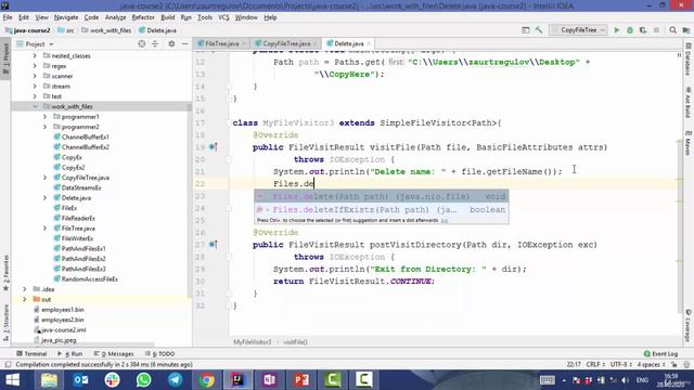 Java - получи чёрный пояс! 18. Метод walkFileTree. Удаление директории смотреть онлайн