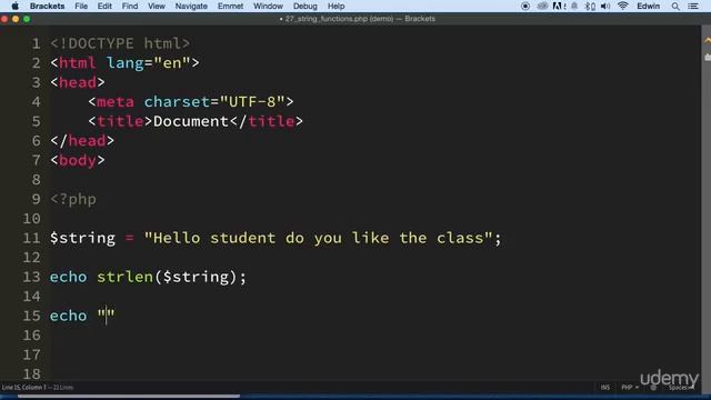 2 String Functions - PHP BUILT IN FUNCTIONS - PHP COURSE FOR BEGINNERS CMS PROJECT TUTORIAL смотреть онлайн